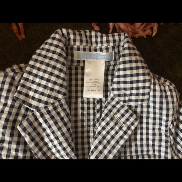 Janie and Jack Gingham Blazer Navy and White Check - Picture 2 of 2